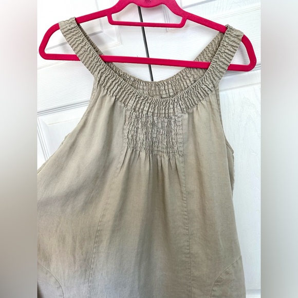 Sussan 100% Linen Taupe Smocked Sleeveless Dress-Size 8 - Picture 4 of 11